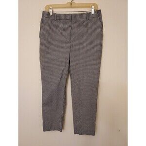 Talbots Womens Size 8 Black White check Stretch Pants Straight Leg Cotton Blend